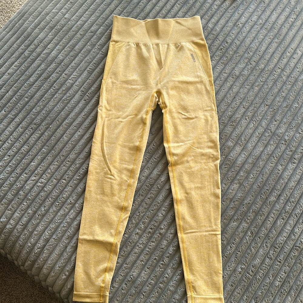 Gymshark Yellow Workout Leggings Like New Size Medium